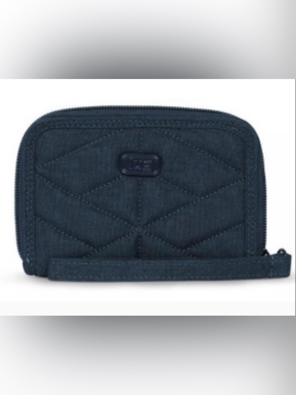 NEW Lug Rodeo 2 Compact RFID Wristlet Wallet Gray/Navy Quilted Nylon